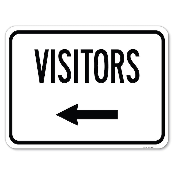 Signmission Visitors with Left Arrow Heavy-Gauge Aluminum Rust Proof Parking Sign, 18" x 24", A-1824-24617 A-1824-24617 - main